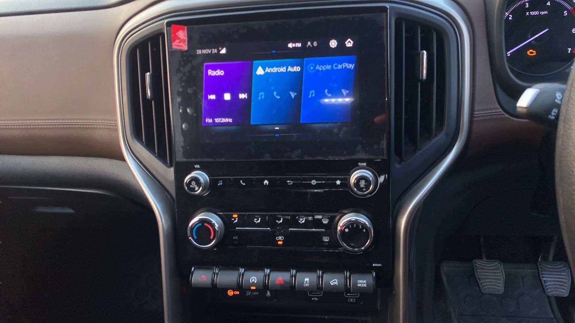 Dashboard and infotainment display of a Mahindra Scorpio-N