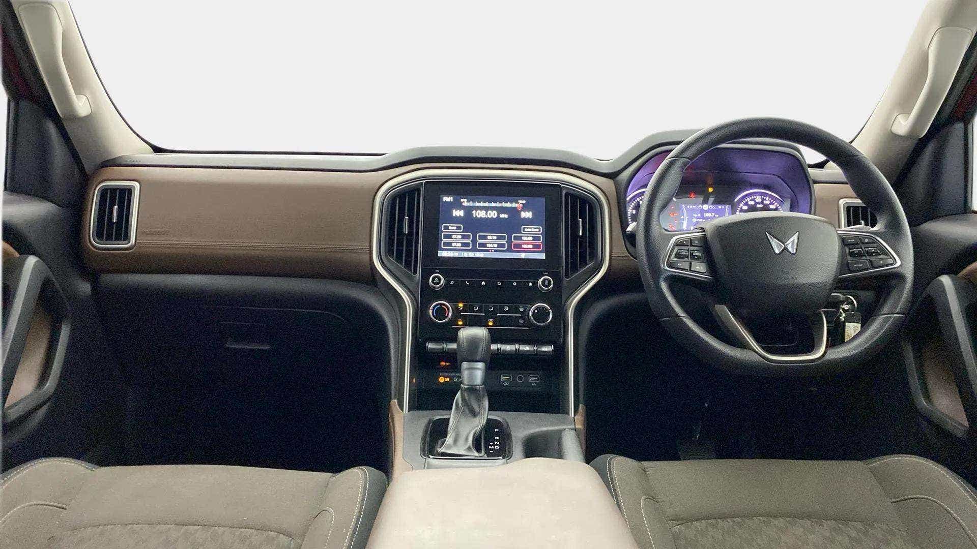 Dashboard and steering of a Mahindra Scorpio-N