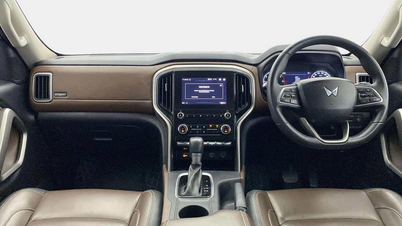 Dashboard and steering wheel view of a Mahindra Scorpio-N