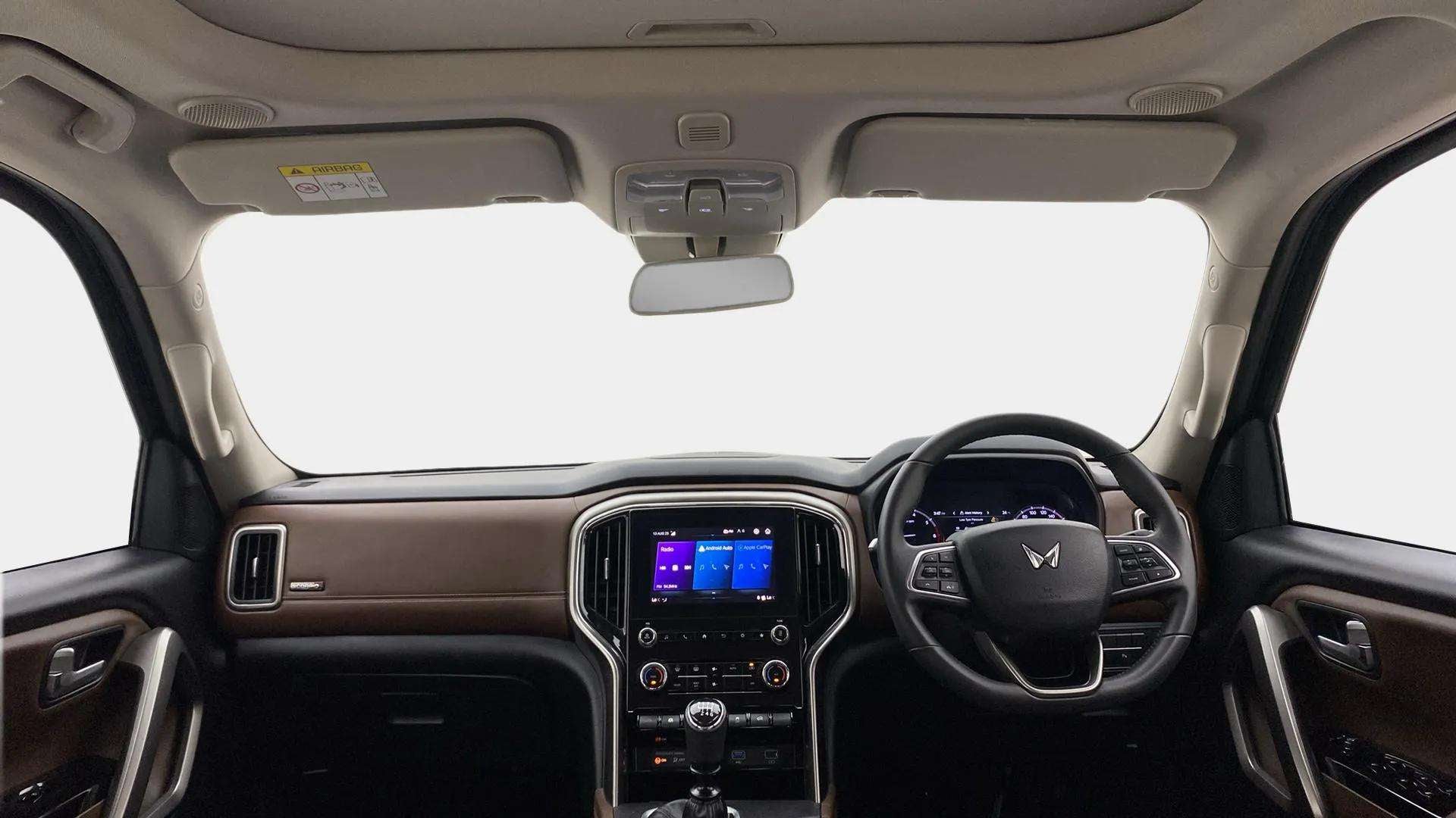Dashboard and steering wheel of a Mahindra Scorpio-N