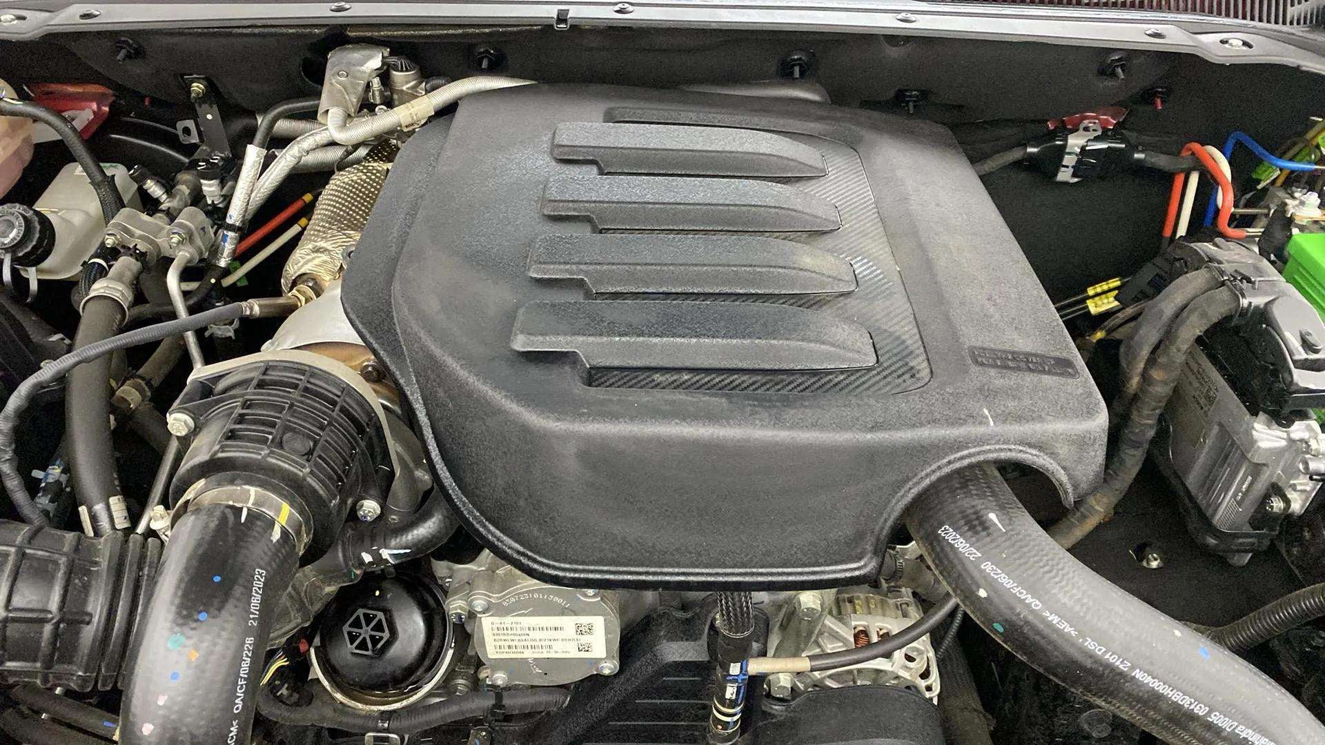 Engine bay of a Mahindra Scorpio-N
