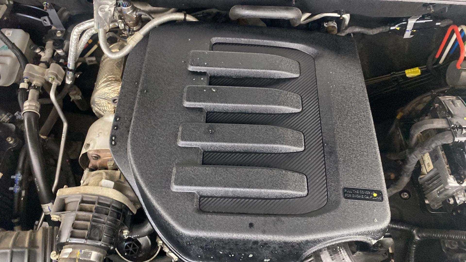 Engine bay view of a Mahindra Scorpio-N