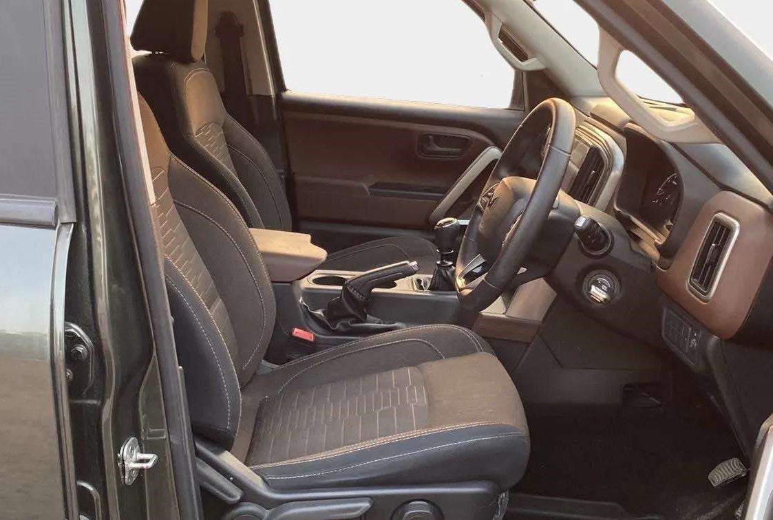 Interior front seats and dashboard of a Mahindra Scorpio-N