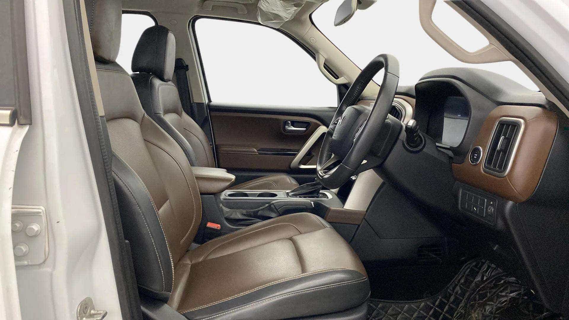 Interior front seats and dashboard of a Mahindra Scorpio-N