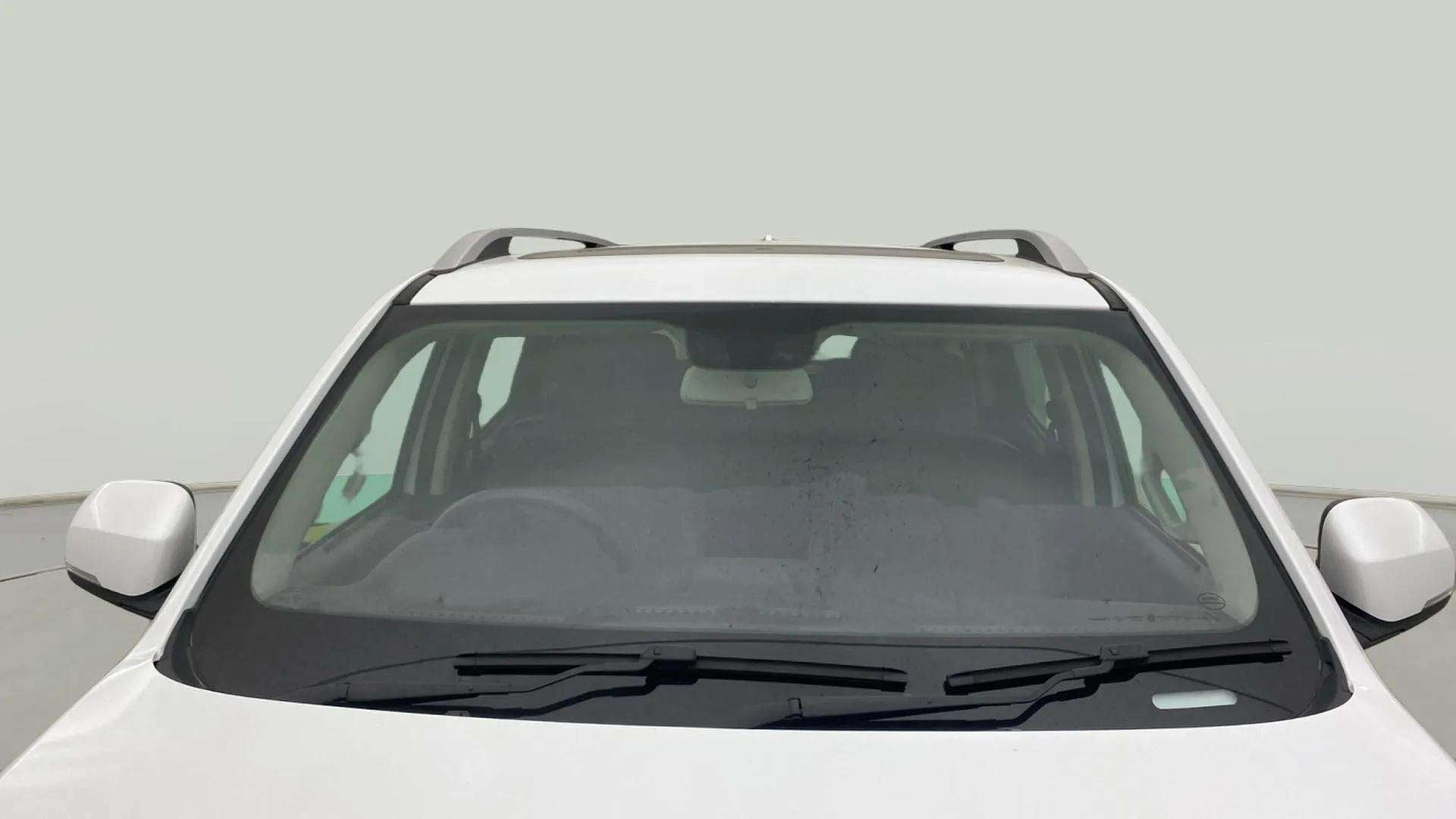 Front windshield view of a Everest White Mahindra Scorpio-N
