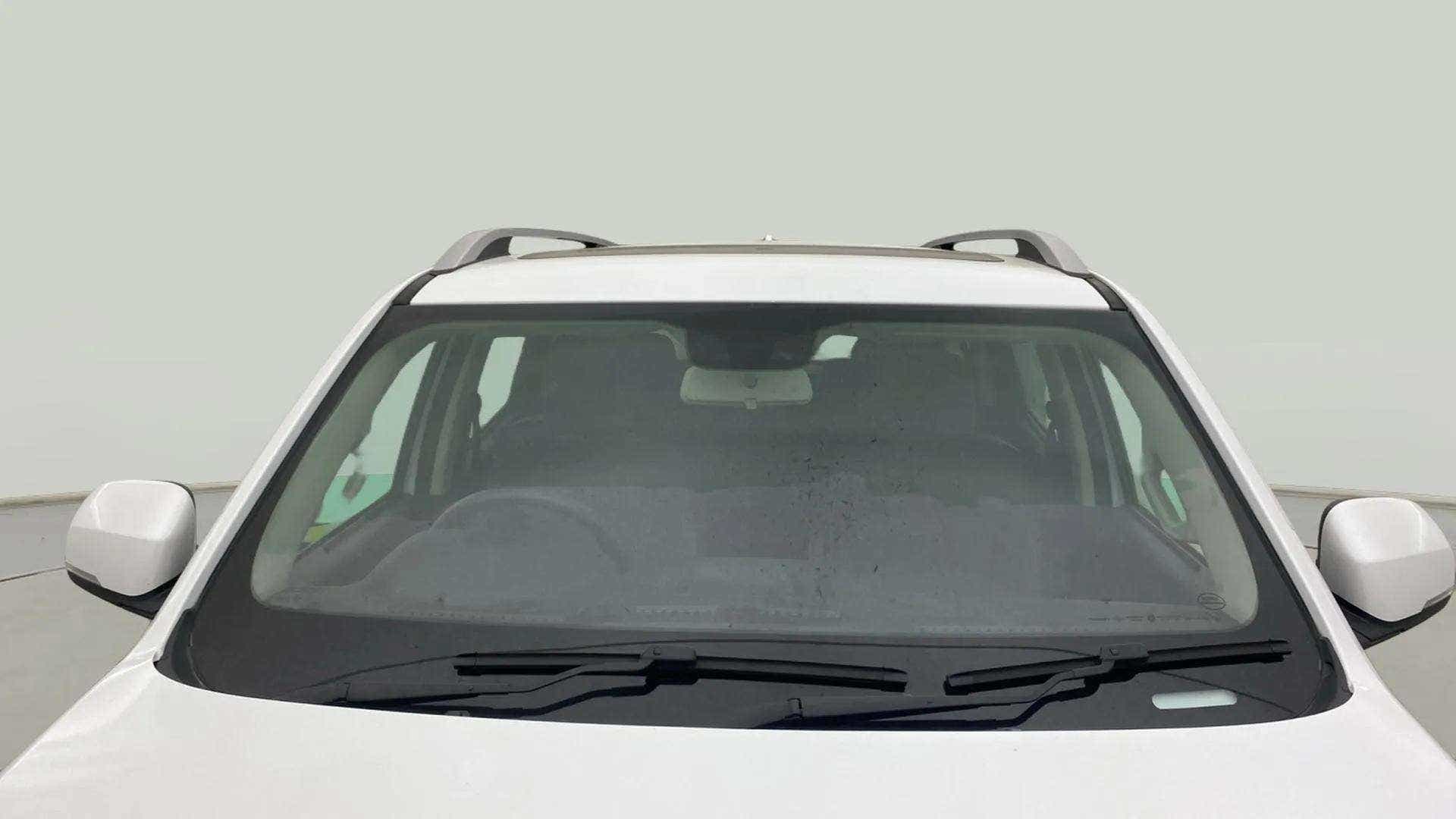 Front windshield view of a Everest White Mahindra Scorpio-N