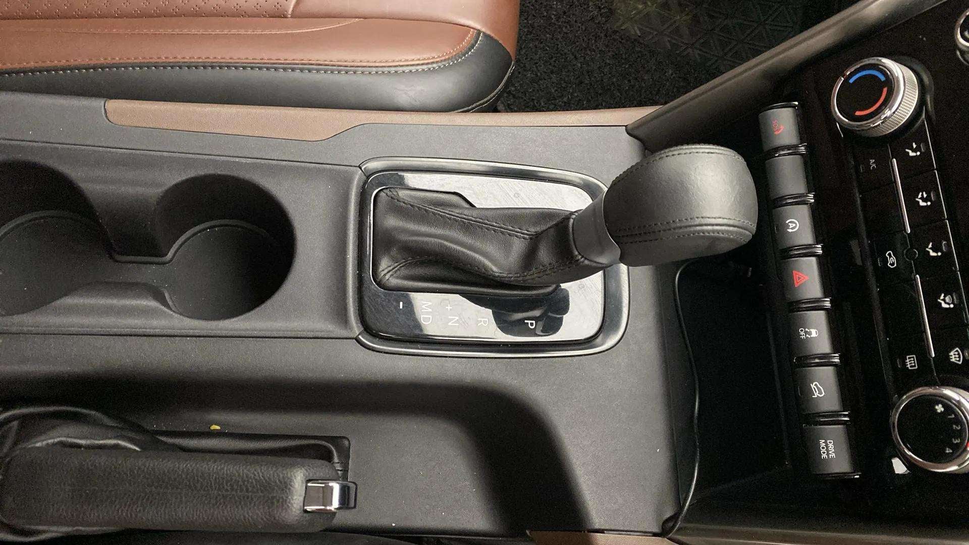 Gear shift lever and center console of a Mahindra Scorpio-N