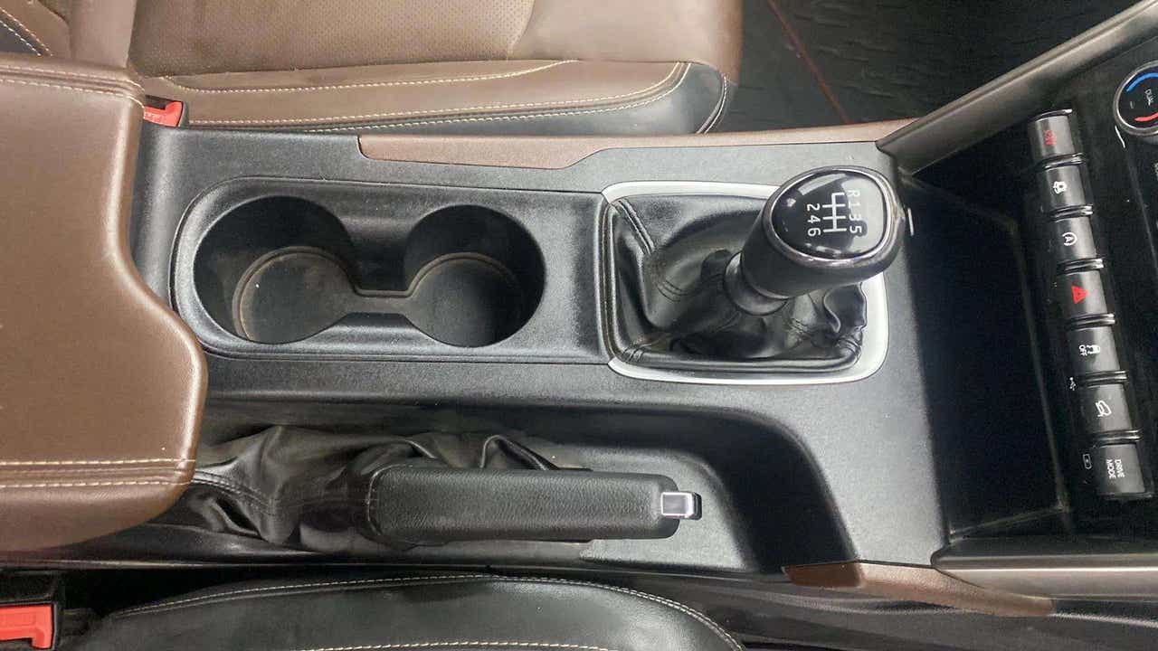Center console and gear shifter of a Mahindra Scorpio-N