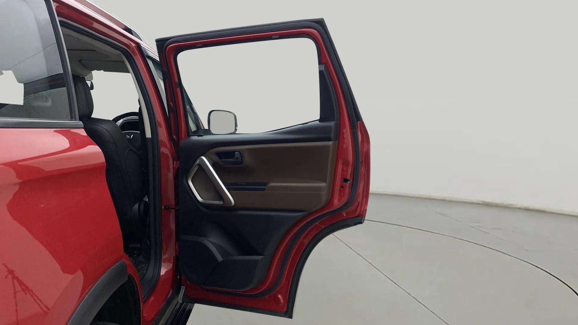 Left rear door open view of a Mahindra Scorpio-N