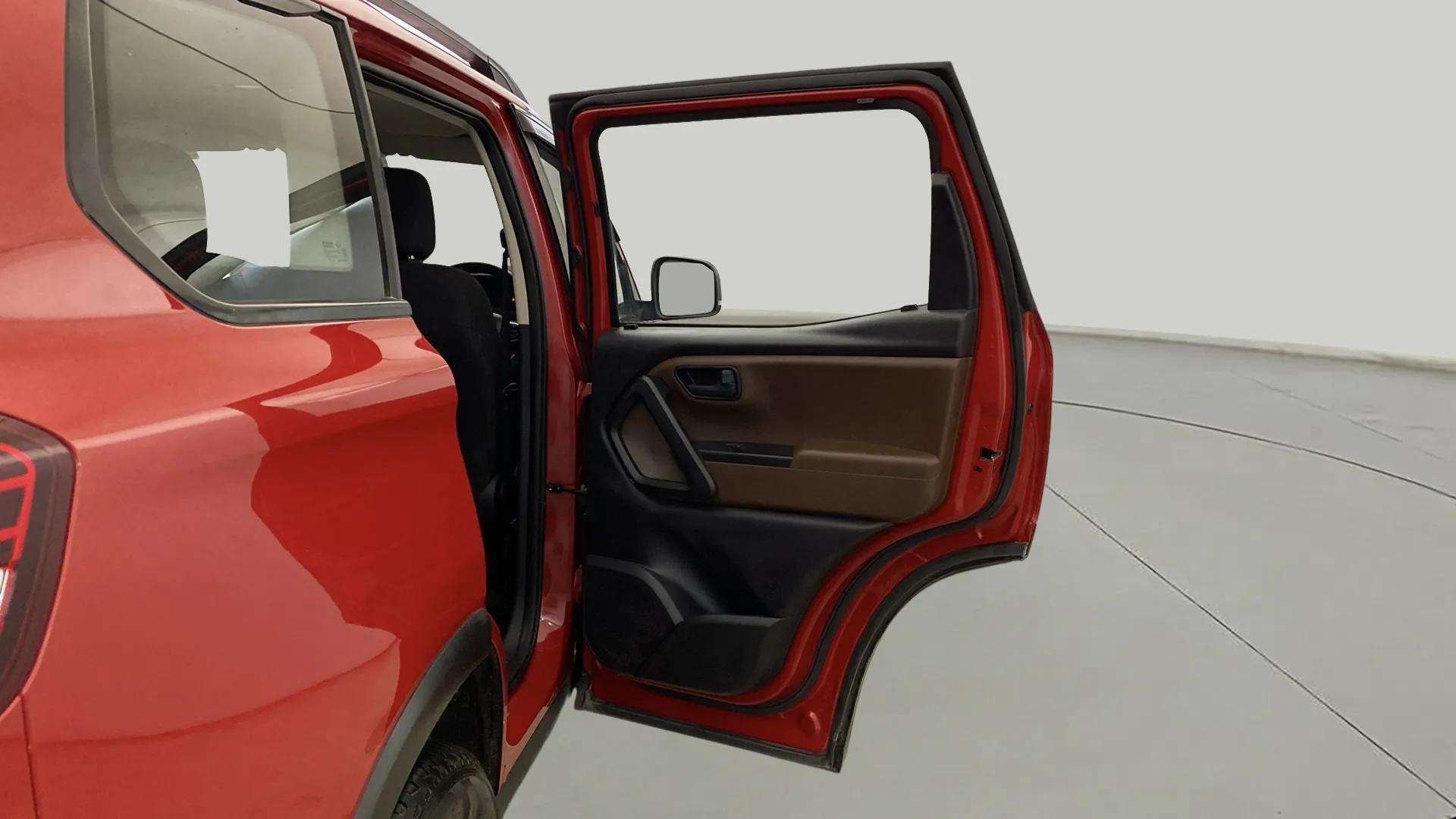 Rear left door open view of a Mahindra Scorpio-N