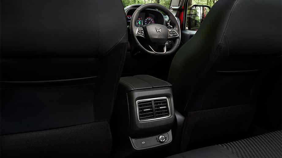 Rear seat interior view of a Mahindra Thar