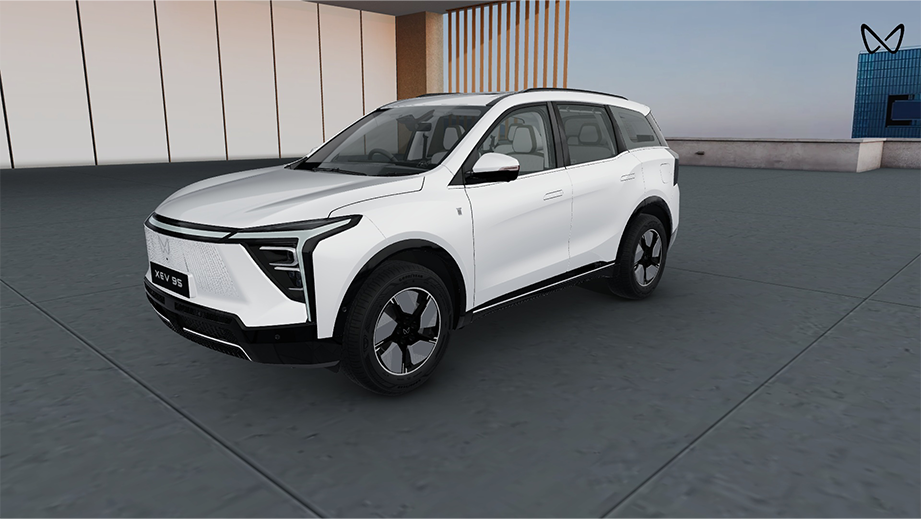 Front three-quarter view of a Mahindra XEV 9S