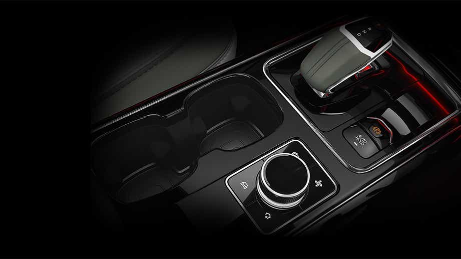 Center console of a Mahindra XEV 9S