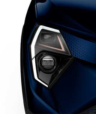 Headlight close-up of Mahindra XUV 3XO EV
