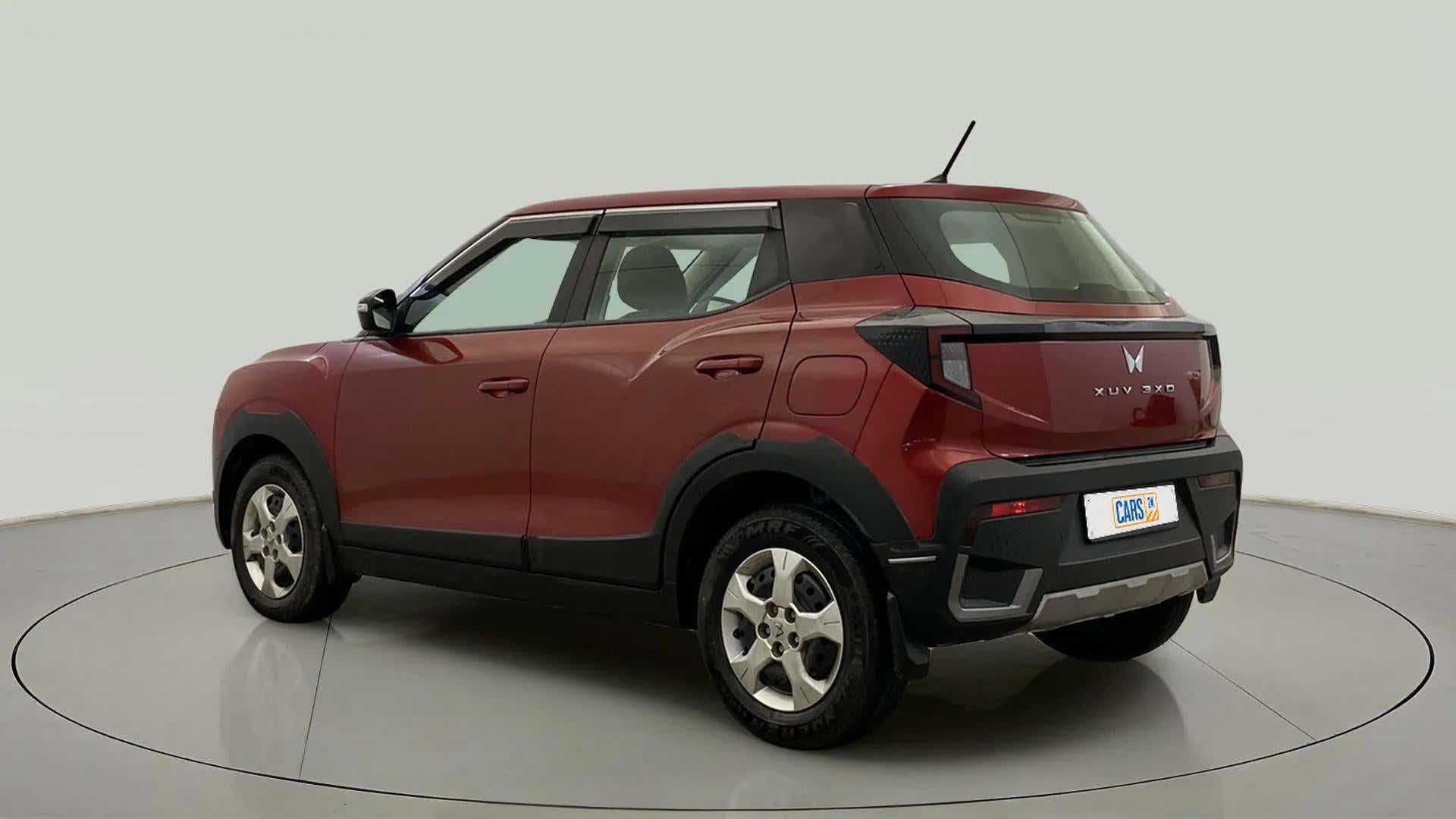 Rear three-quarter view of a Mahindra XUV 3XO