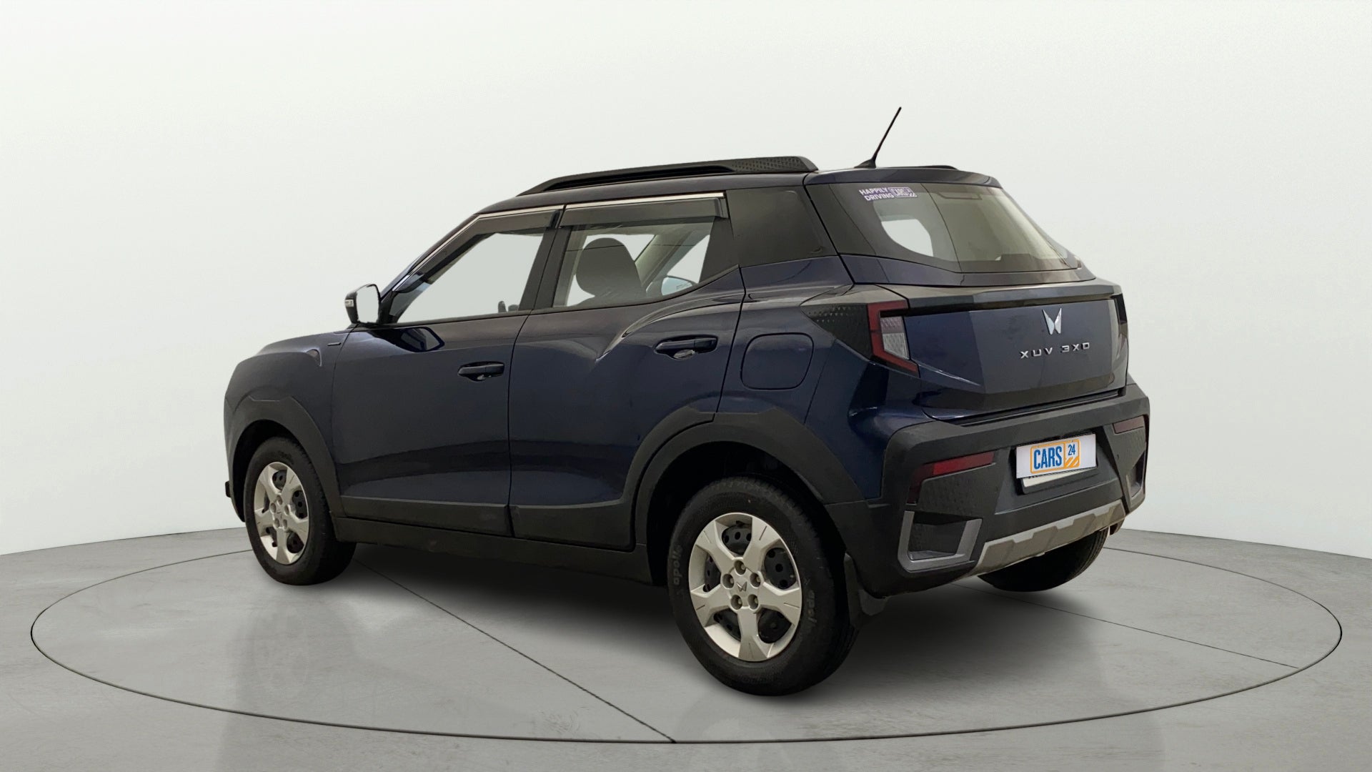 Rear three-quarter view of a Mahindra XUV 3XO