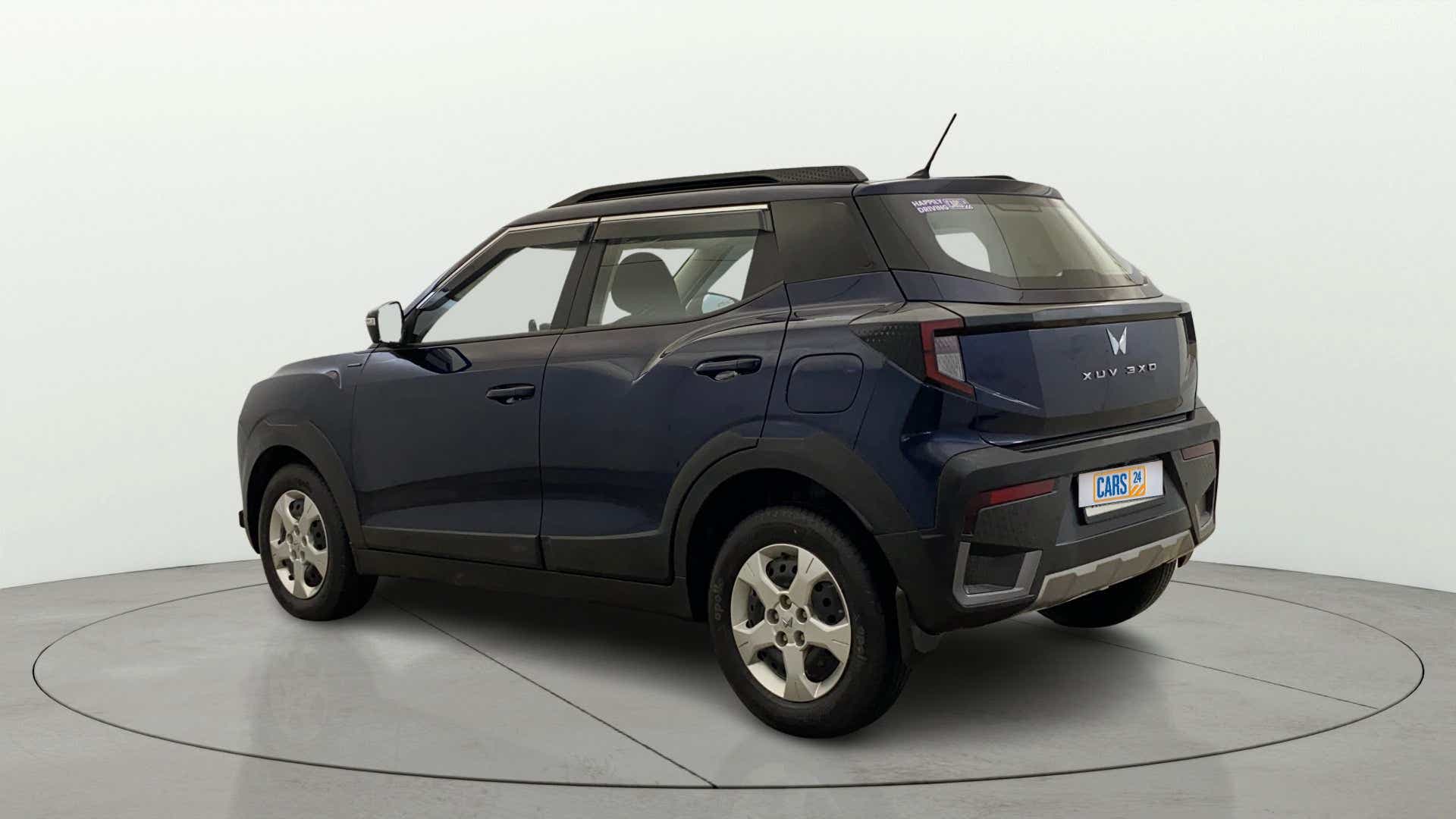 Rear three-quarter view of a Mahindra XUV 3XO