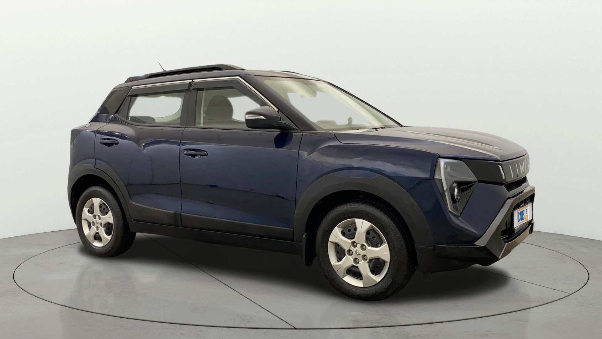 Front three-quarter view of a Mahindra XUV 3XO