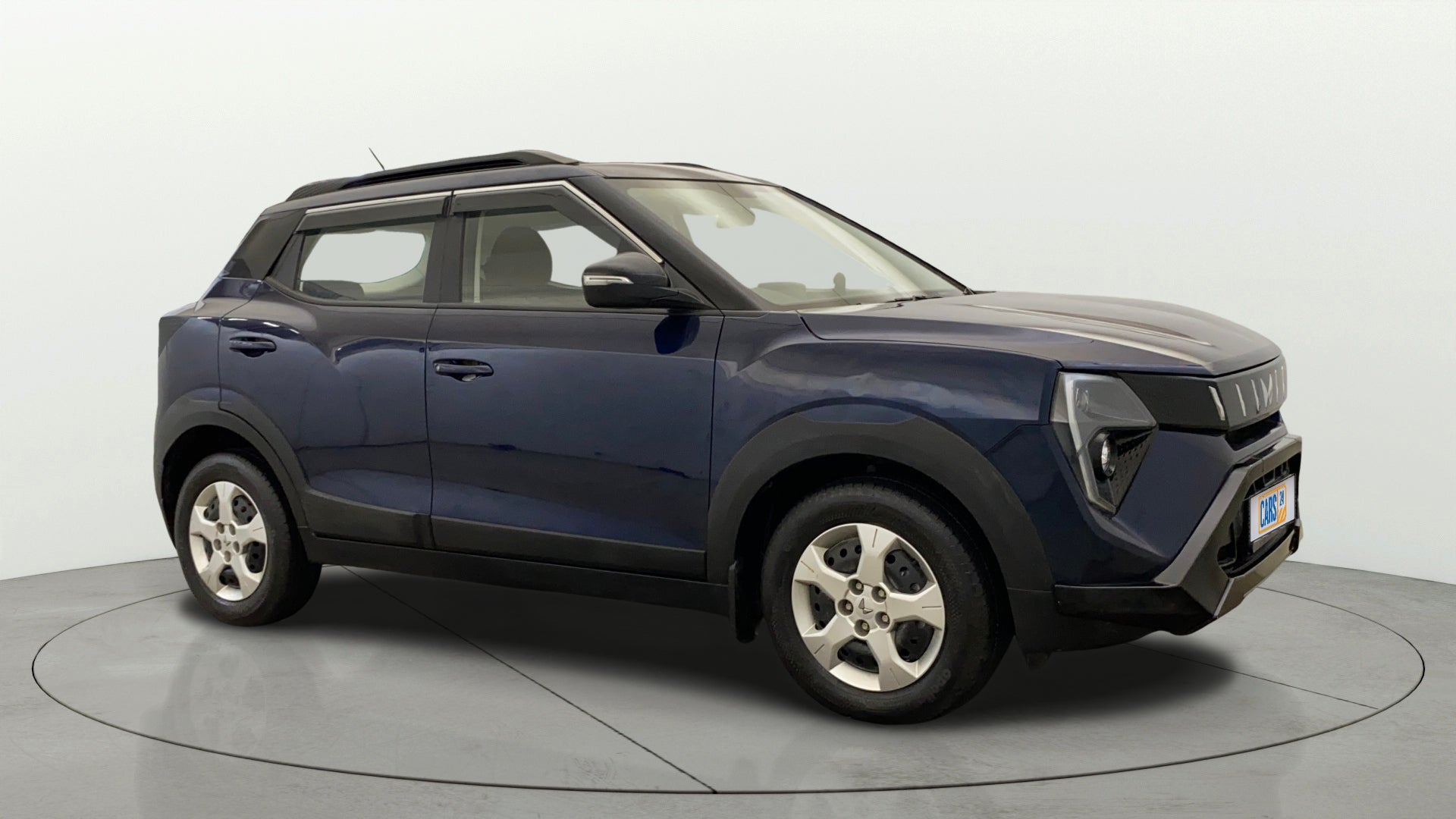 Front three-quarter view of a Mahindra XUV 3XO