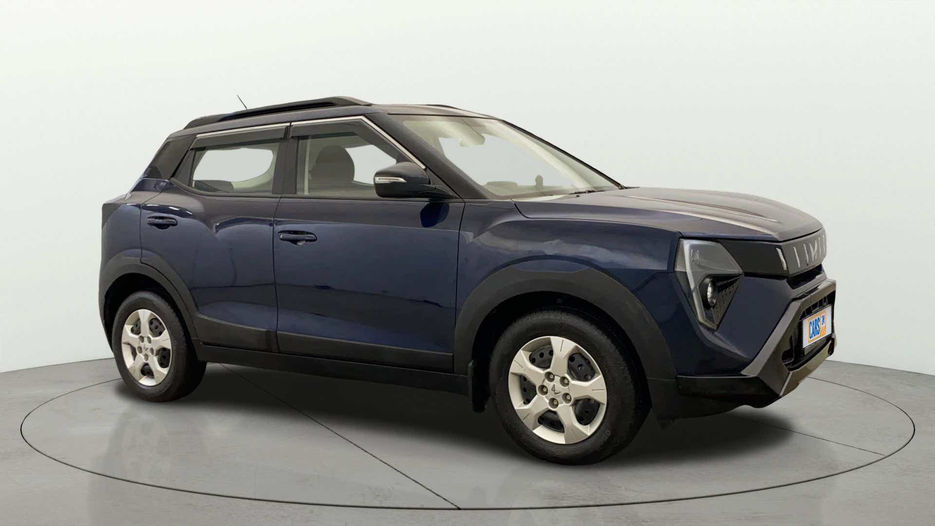 Front three-quarter view of a Mahindra XUV 3XO