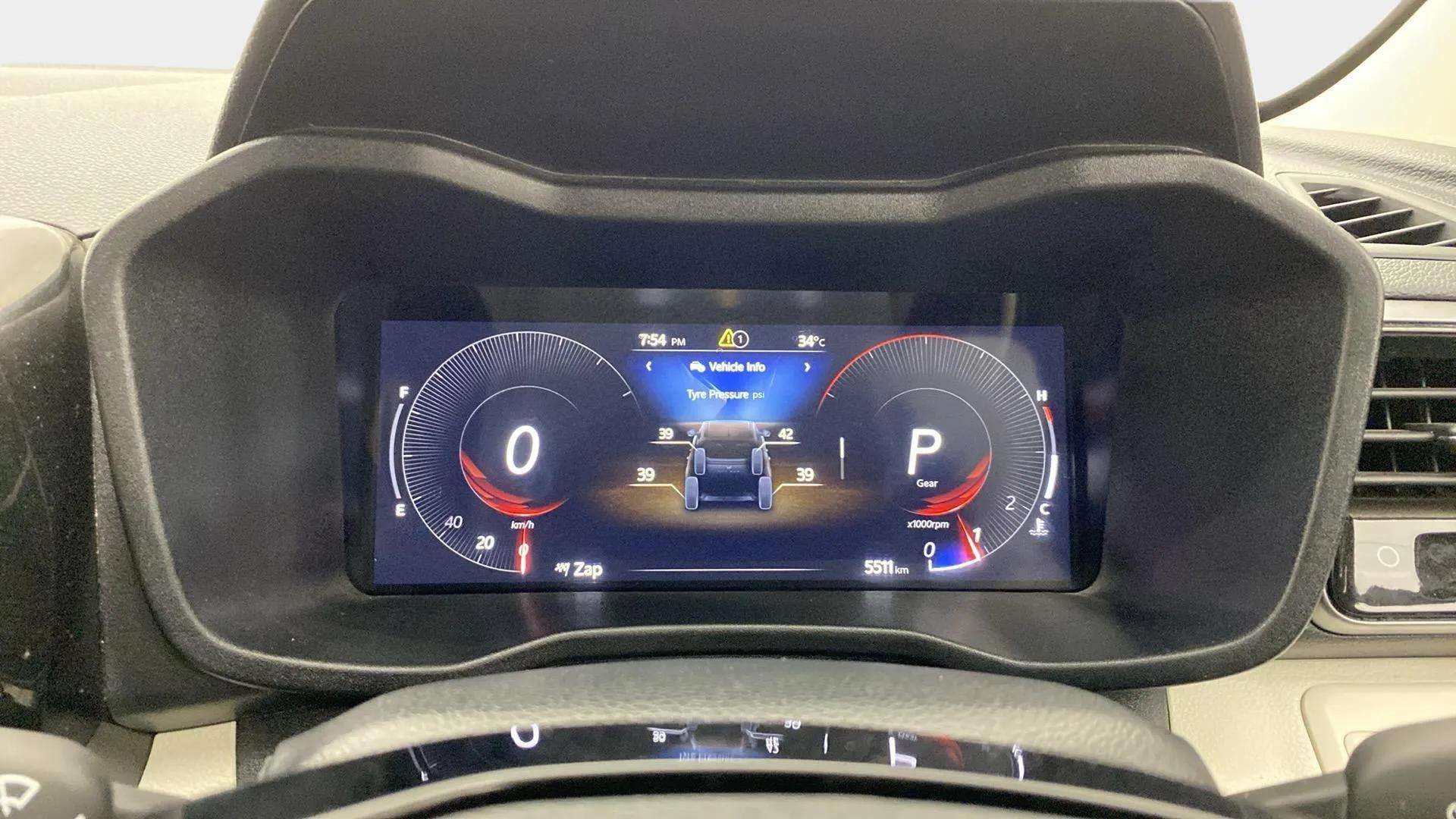 Close-up of the instrument cluster of a Mahindra XUV 3XO