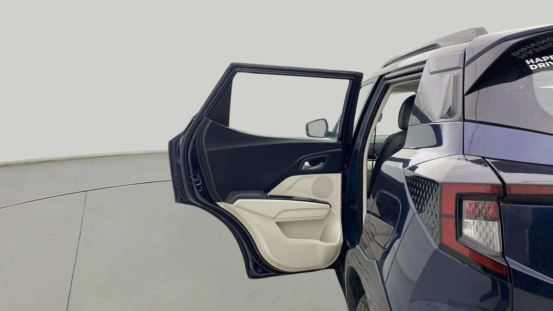 Rear door open view of a Mahindra XUV 3XO