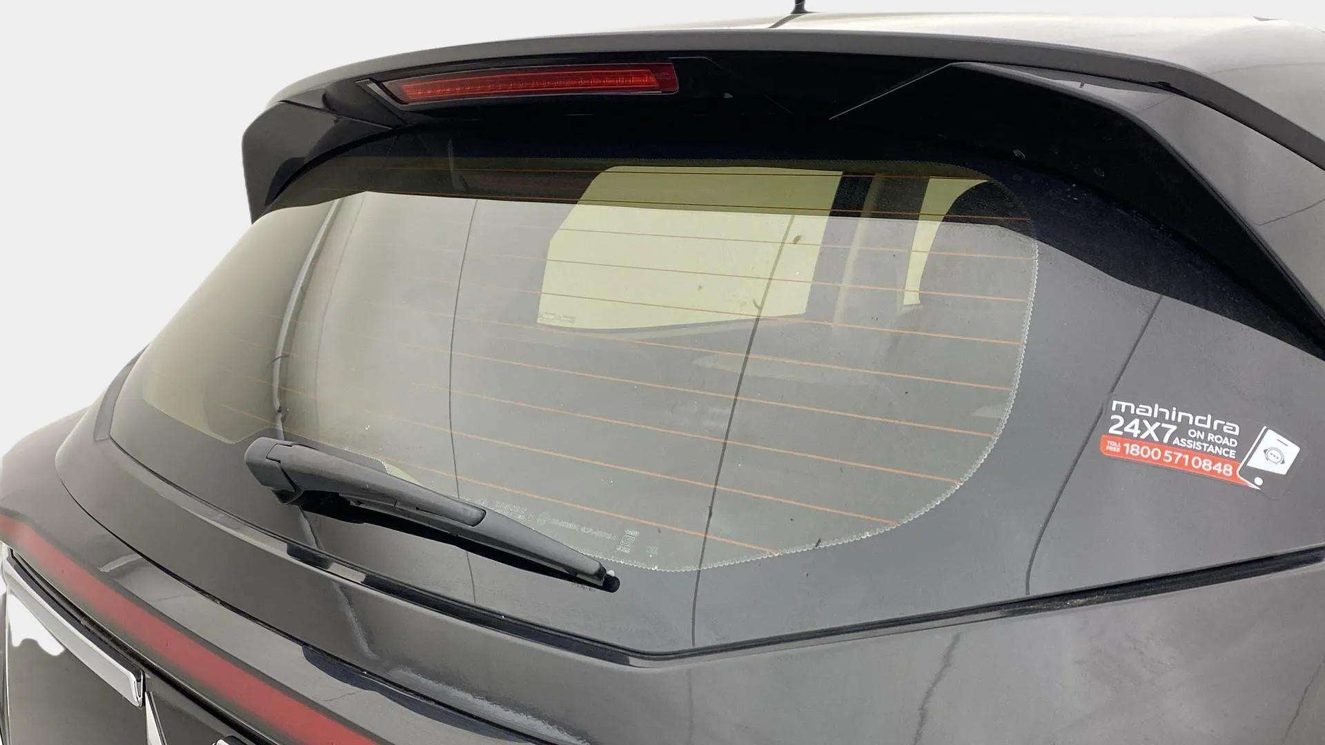 Rear windshield view of a Mahindra XUV 3XO