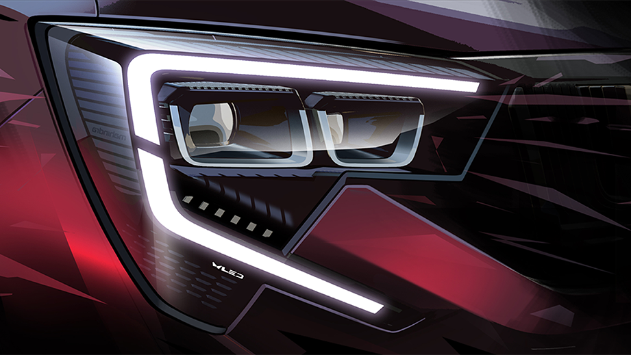 Headlight close-up of Mahindra XUV 7XO