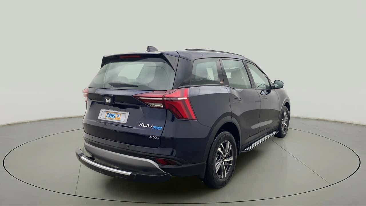 Rear three-quarter view of a Mahindra XUV700 AX5
