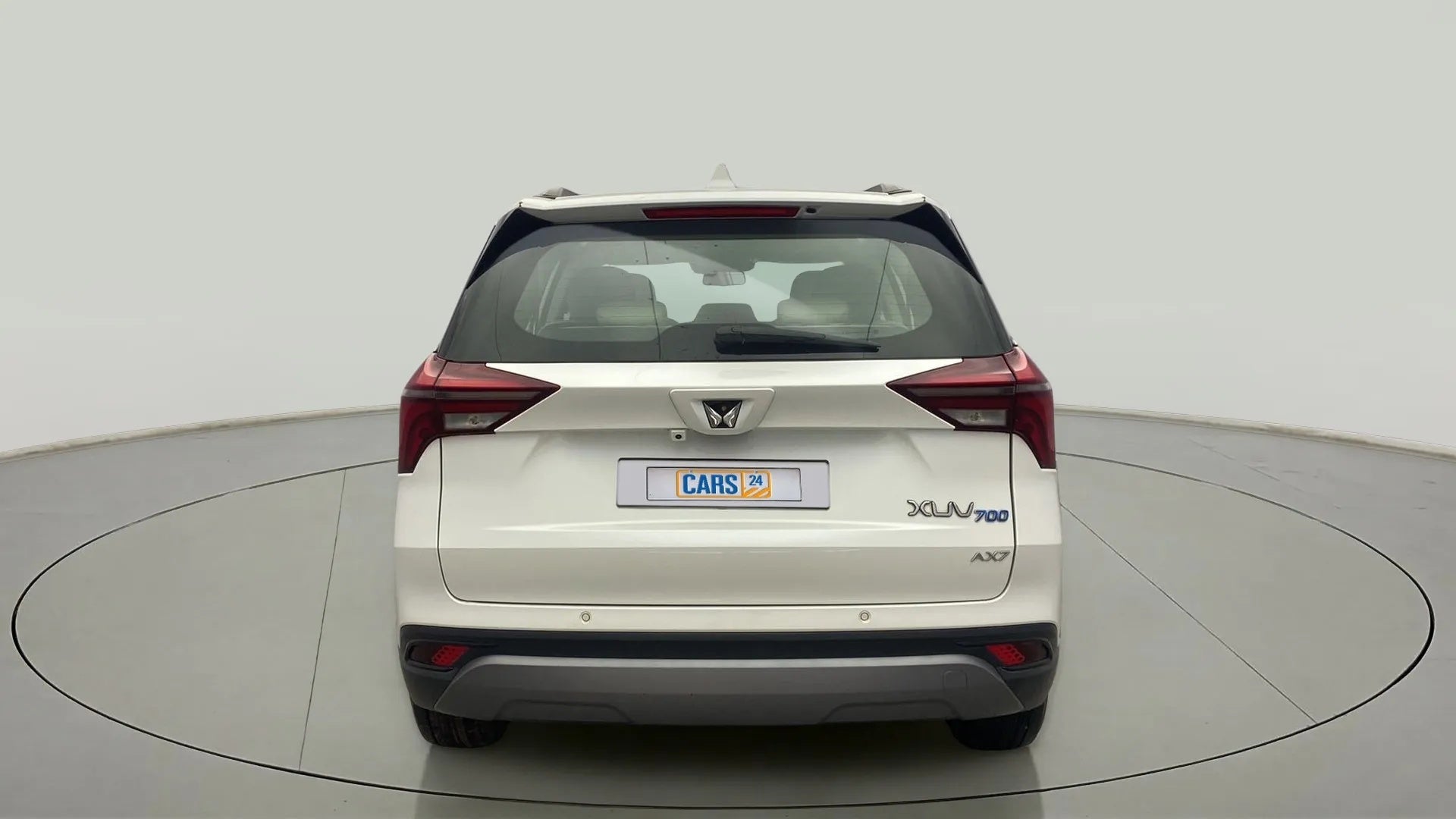 Rear view of a Mahindra XUV700 AX7