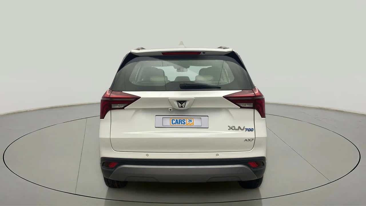 Rear view of a Mahindra XUV700 AX7