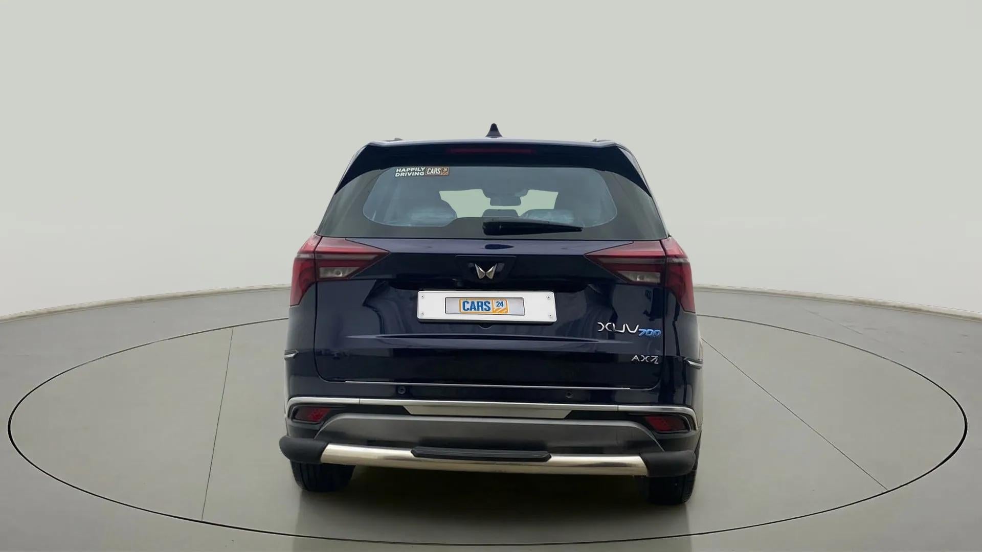 Rear view of a Mahindra XUV700 AX7