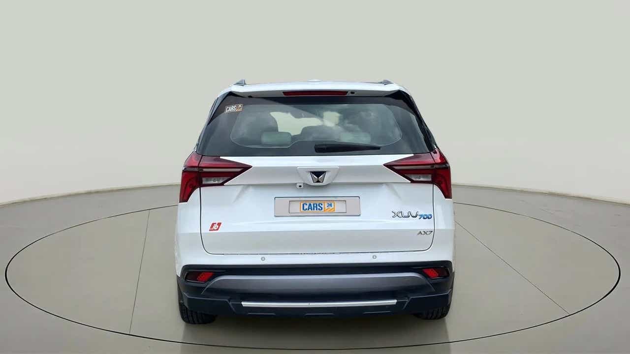 Rear view of a Mahindra XUV700 AX7