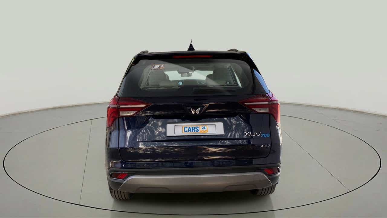 Rear view of a Mahindra XUV700 AX7