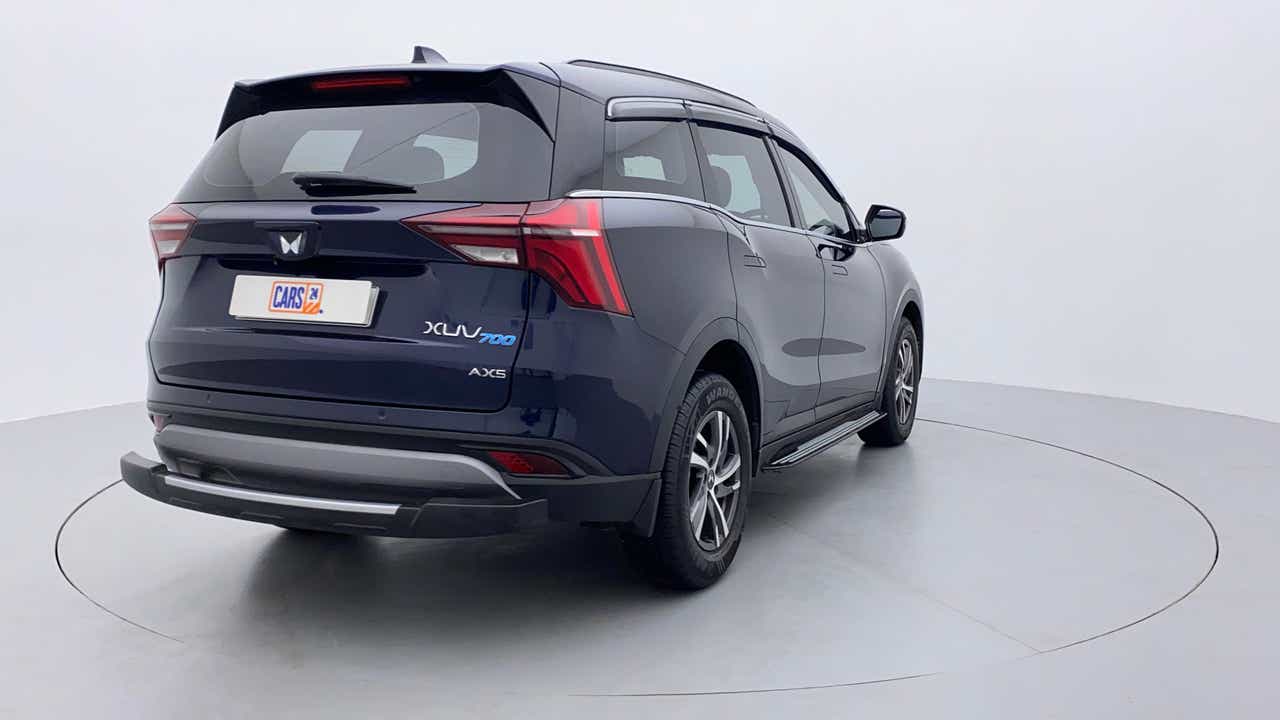 Rear three-quarter view of a Mahindra XUV700 AX5