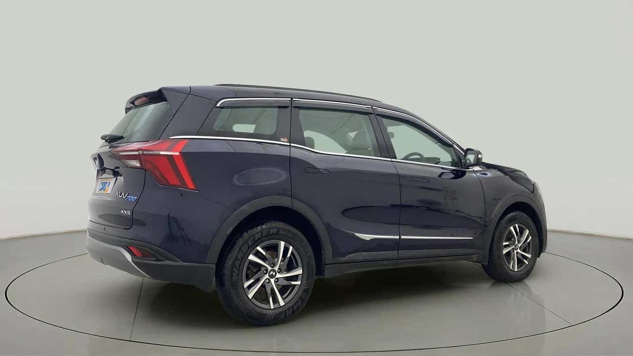 Rear three-quarter view of a Mahindra XUV700 AX5