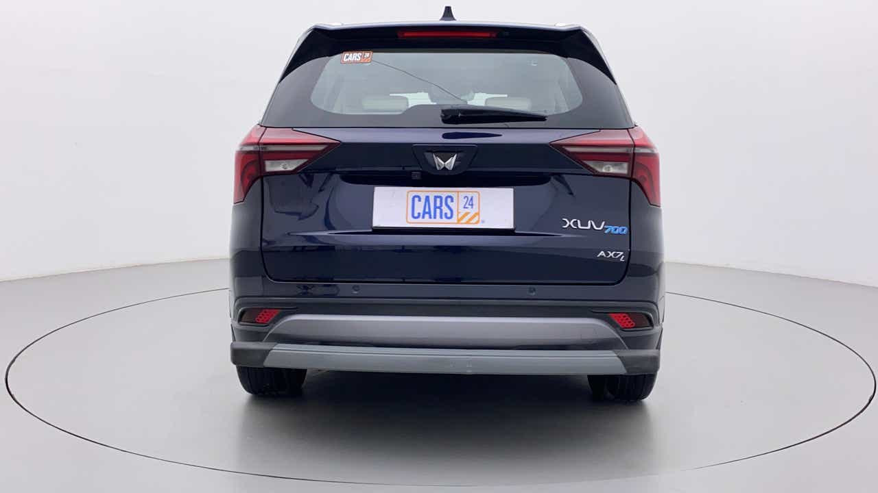 Rear view of a Mahindra XUV700 AX7
