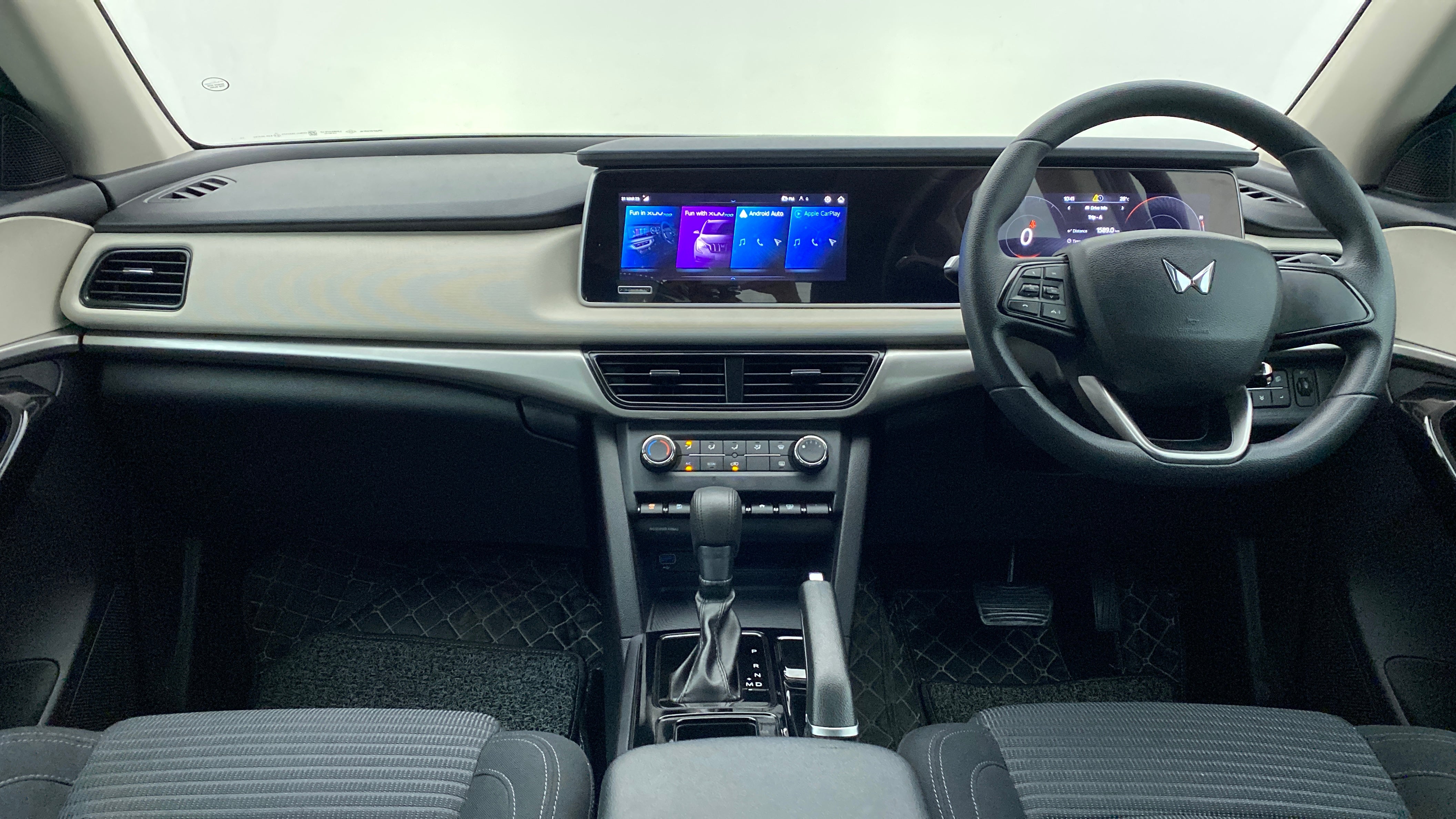 Interior dashboard view of a Mahindra XUV700