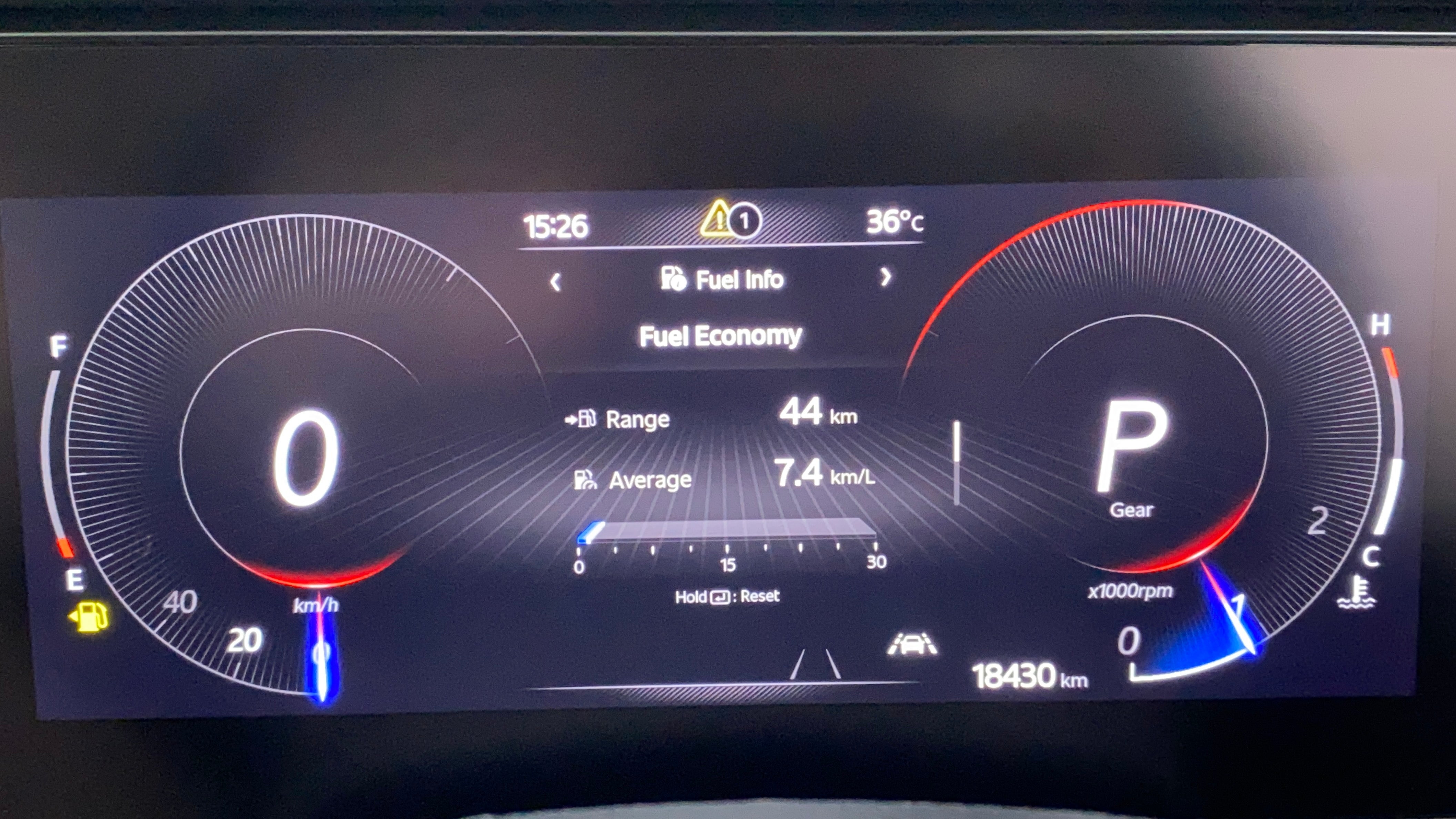 Instrument cluster display of a Mahindra XUV700