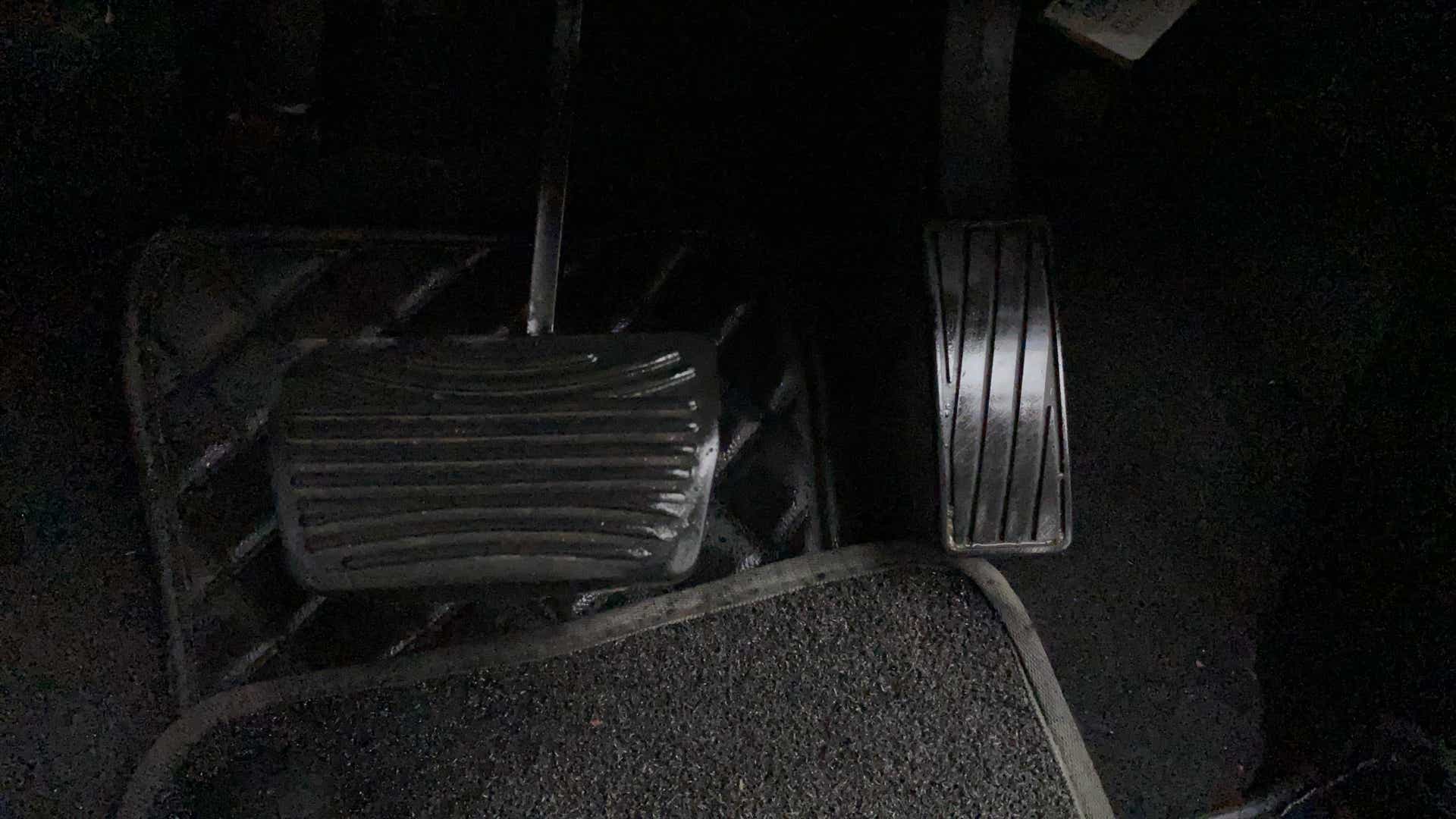 Close-up of pedals in a Mahindra XUV700