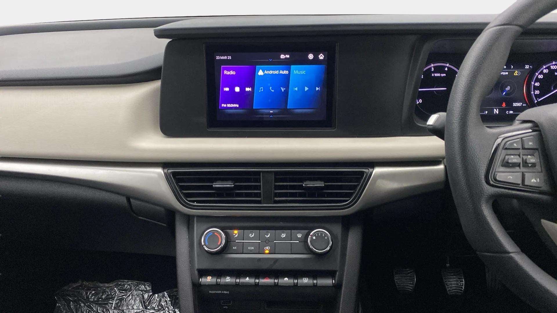 Dashboard and infotainment system of a Mahindra XUV700