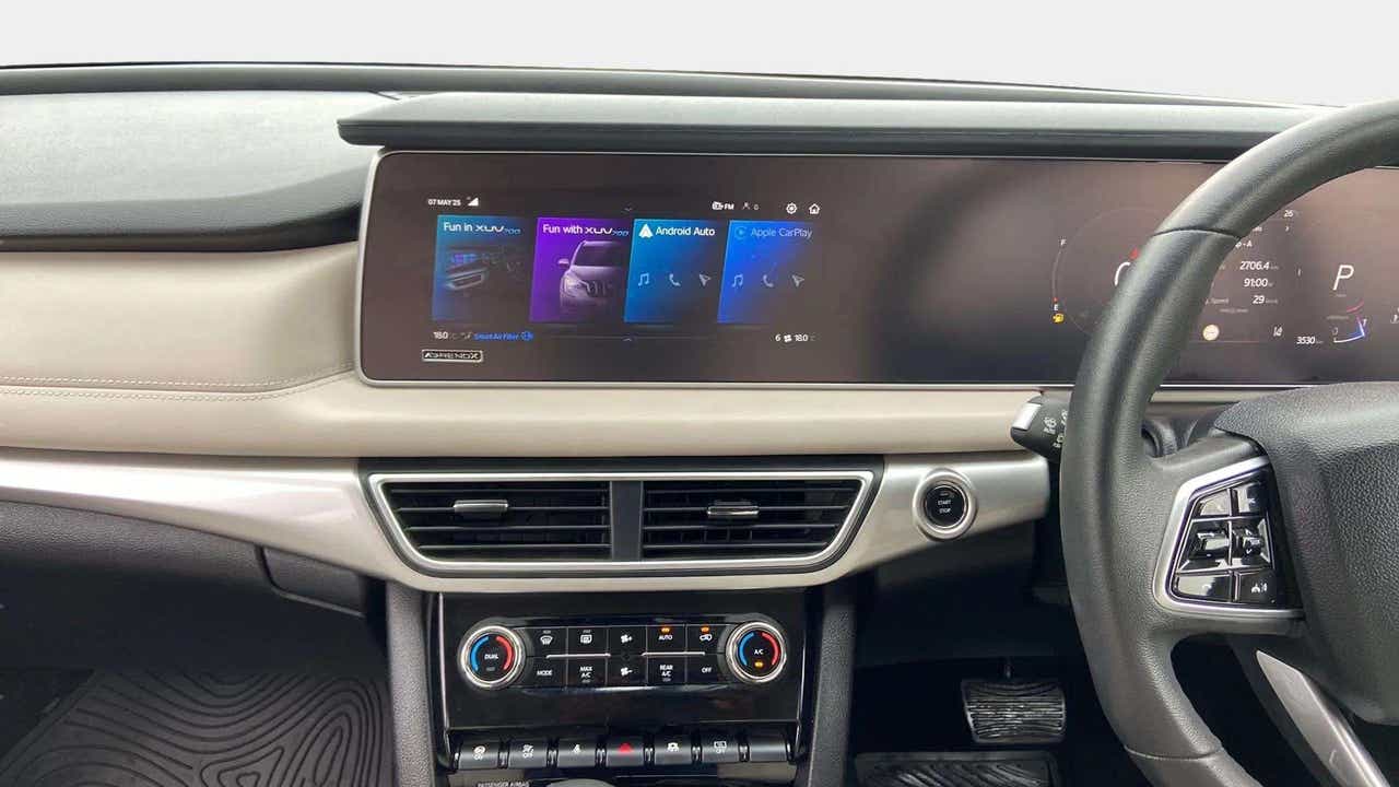 Interior dashboard view of a Mahindra XUV700