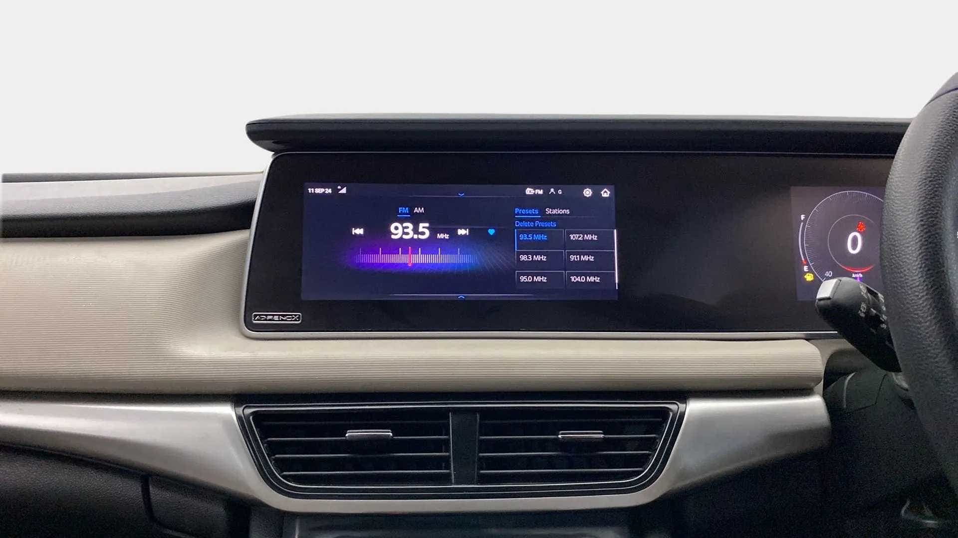 Infotainment system display of a Mahindra XUV700