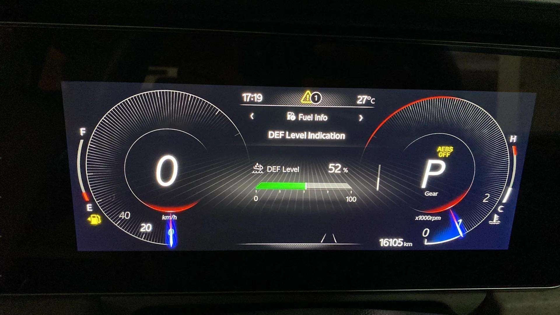 Instrument cluster of a Mahindra XUV700