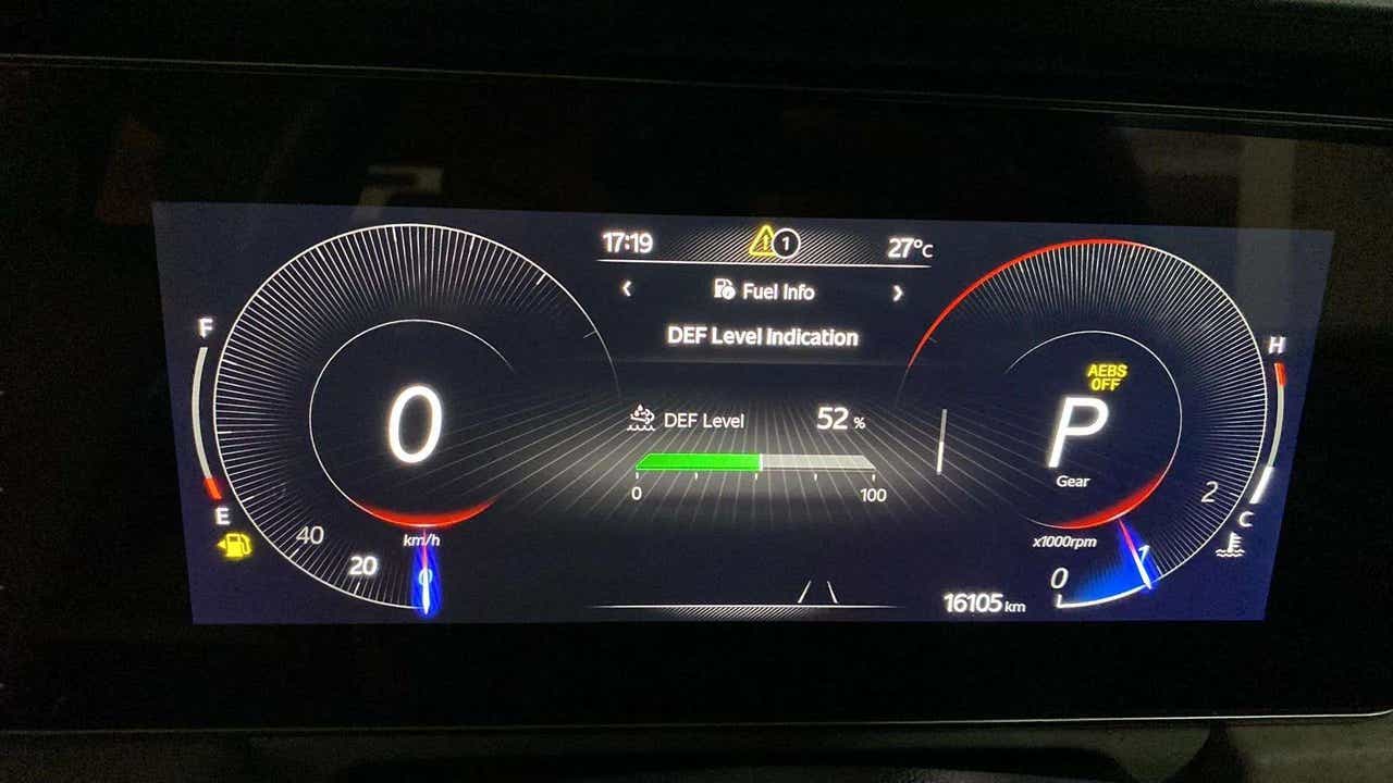 Instrument cluster of a Mahindra XUV700