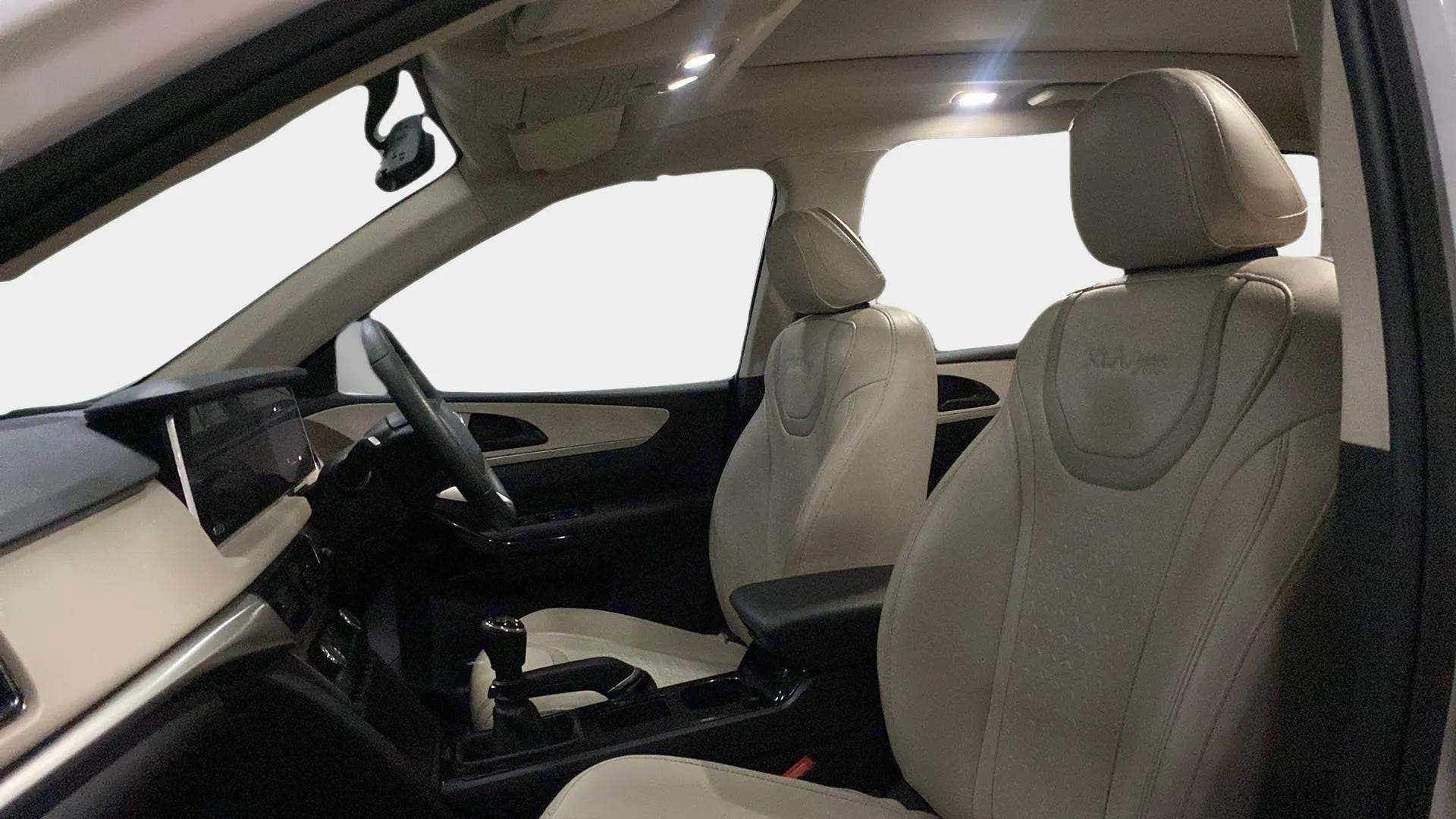 Interior front seats and dashboard of a Mahindra XUV700