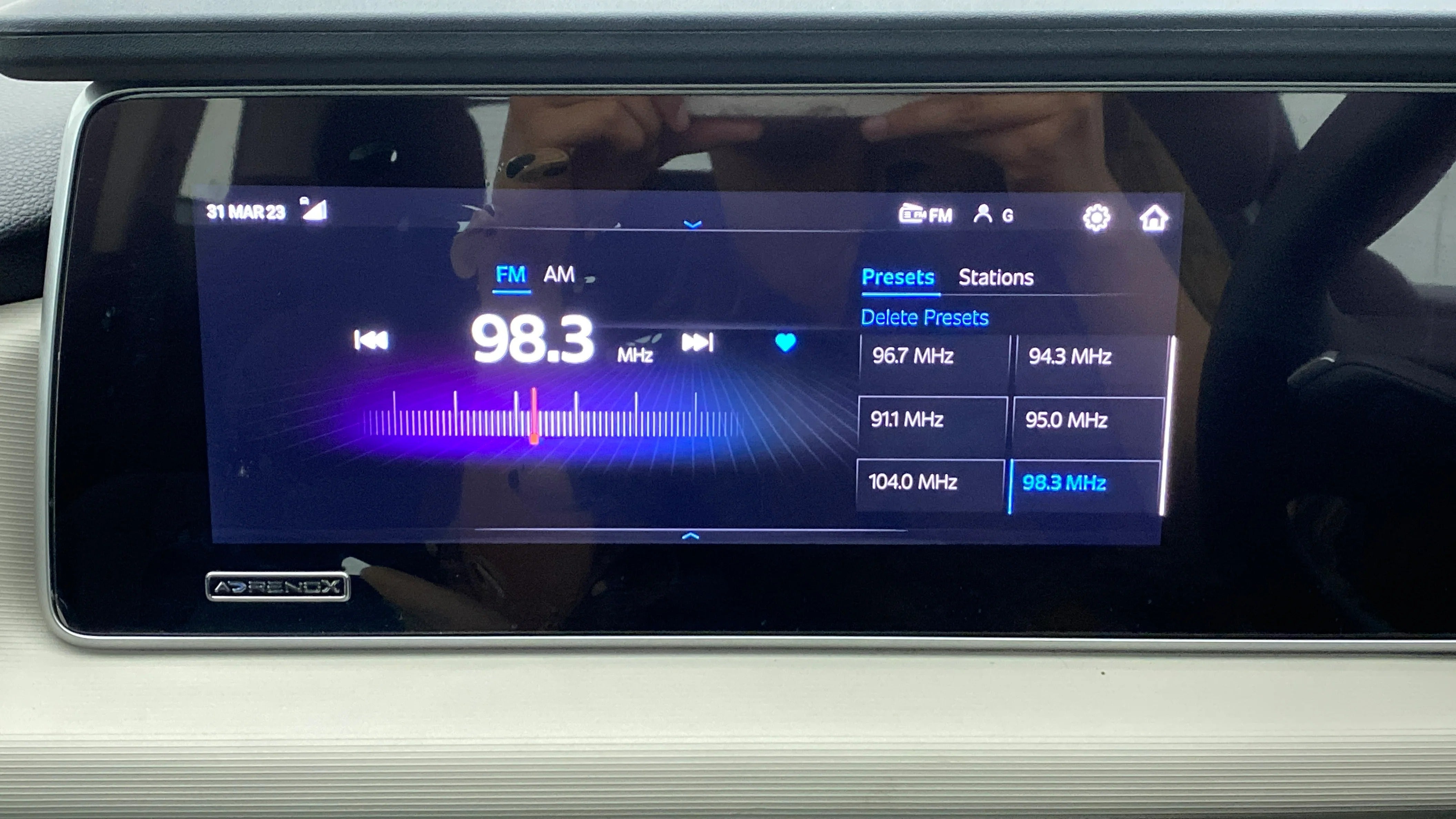 Infotainment touchscreen display of a Mahindra XUV700