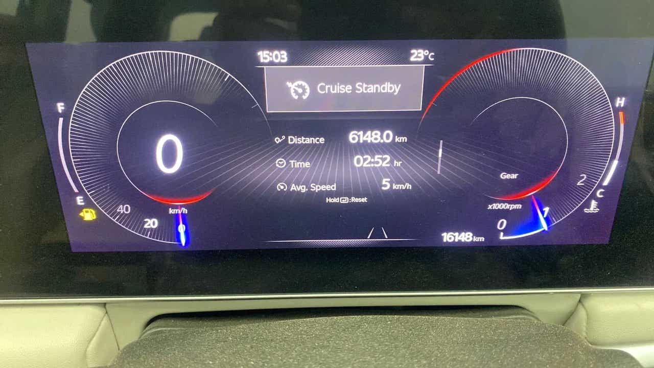 Instrument cluster close-up of a Mahindra XUV700