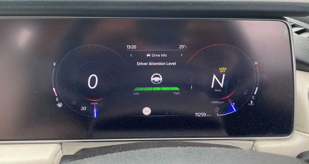 Instrument cluster display of a Mahindra XUV700