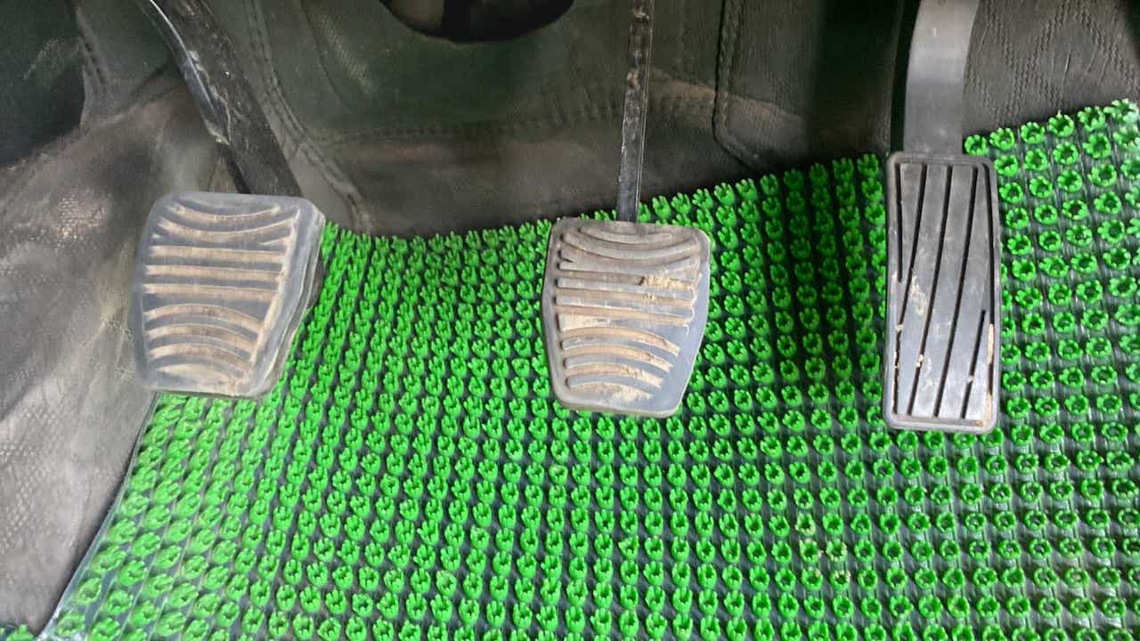 Close-up of pedals in a Mahindra XUV700